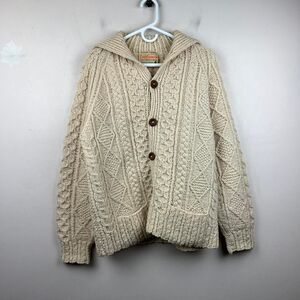 Lock Garman 1990s Irish Fisherman Cable Knit Aran Sweater Size L